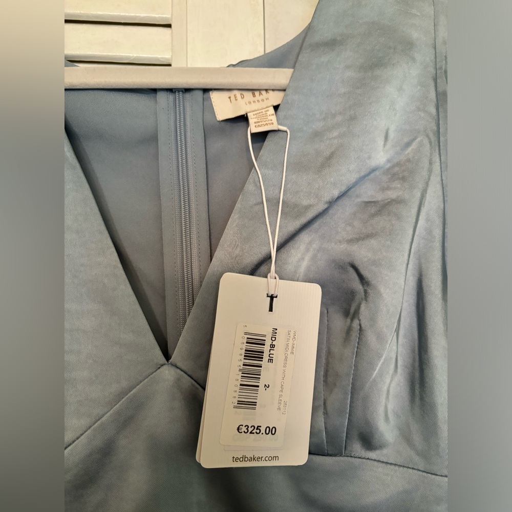 Blue Satin Ted Baker Dress (size 2) - Picture 2 of 2